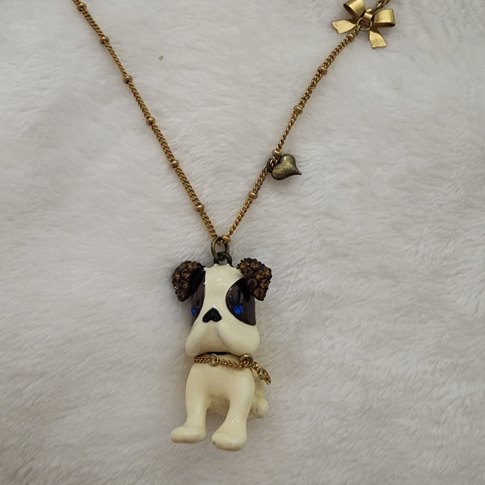 Betsey Johnson English Bulldog Royal Engagement Necklace